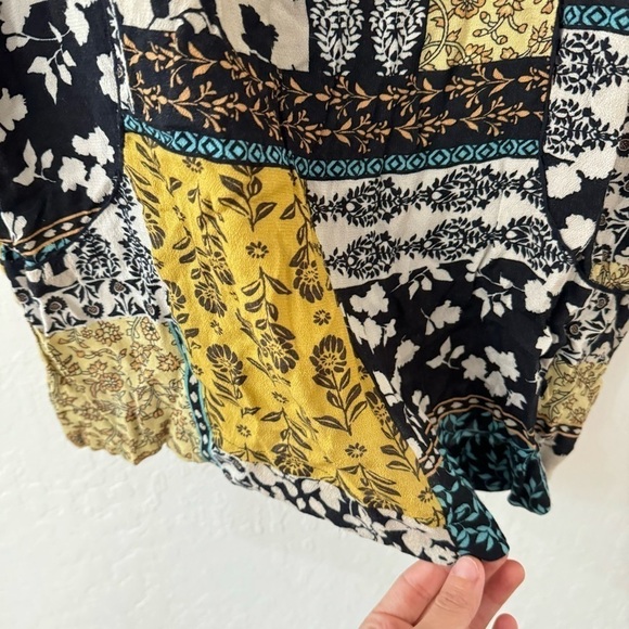 J Jill Patchwork 3/4 Sleeve Floral Rayon J Jill Top Boho Scoop Popover Blouse MP - Picture 4 of 10